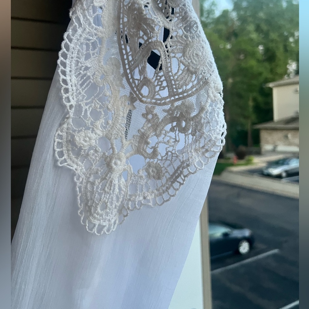🆕Lady Dutch White Boho Blouse XS Crochet Lace Vacation Bohemian Cottagecore - Picture 7 of 17